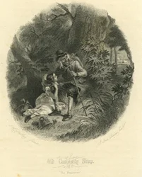 Vecchio negozio di curiosità: I fuggitivi, inciso da Joseph Ives Pease (1809-83), 1868